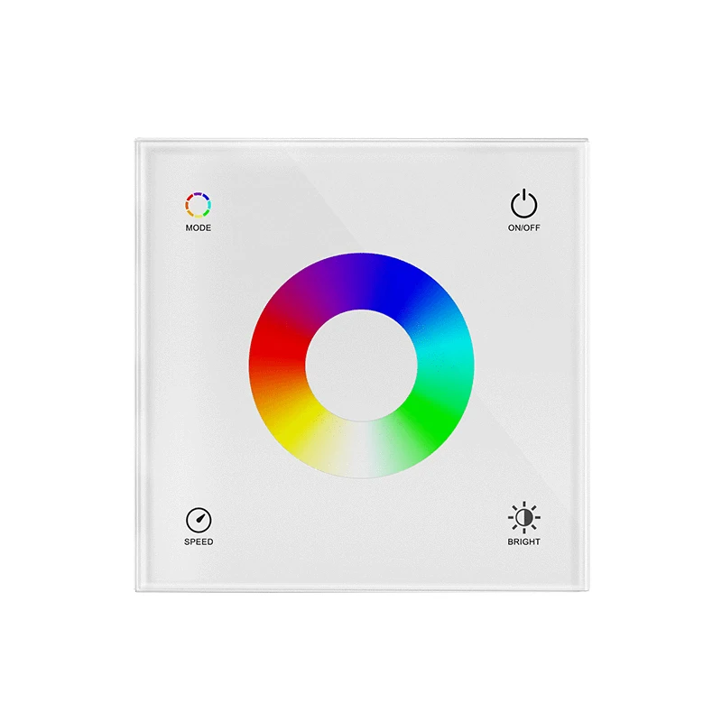 Led RGB Strip Controller Wall Mount Touch Panel Glass Dimmer On Off Switch DC 12V-24V 4A 3 Channel Output RGB Tape Ribbon Dim