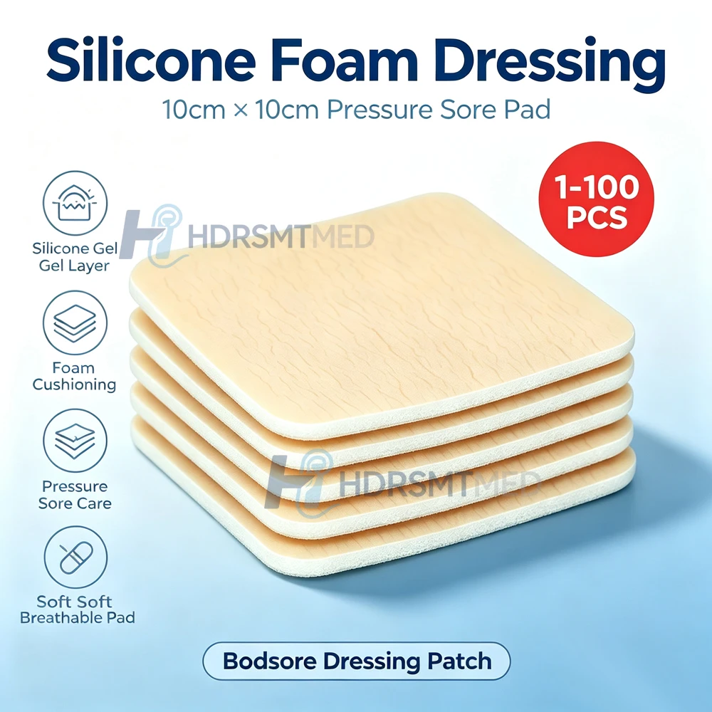 1-100PCS Silicone Adhesive Dressing Wound Healing Foam Gel Absorbent Dressing Foam with No Border Adhesive Foam