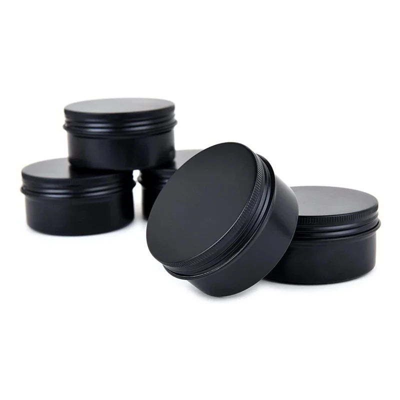 

PZHI-40Packs Empty Jars 80Ml Black Round Aluminum Tin Cans Screw Top Metal Steel Tins Lip Balm Tins Box Cosmetic Containers