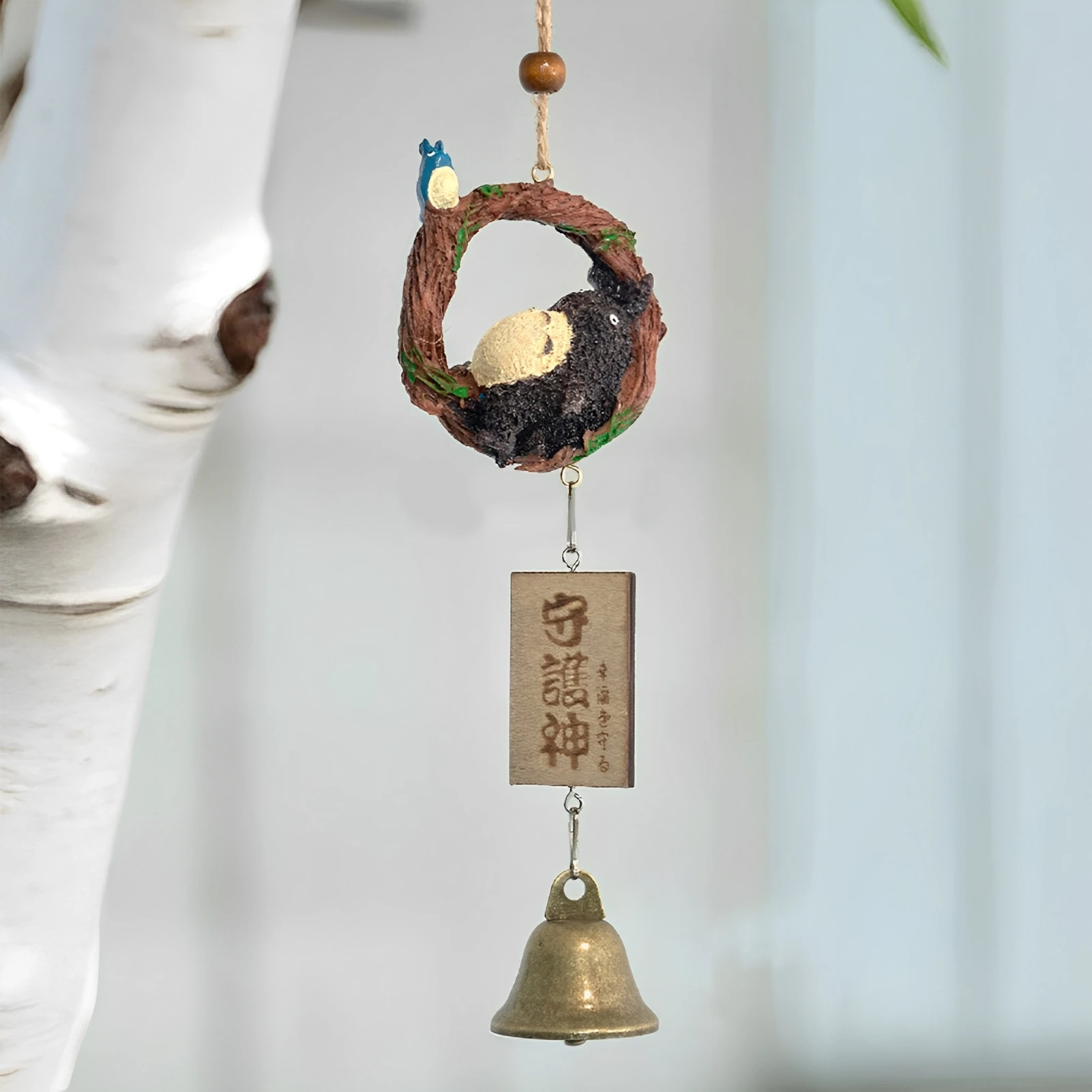 Japanese Copper Wind Chime Bell Outdoor Decor Sleepy Cat Wind Chime Decor Copper Furin Bell Wind Chime