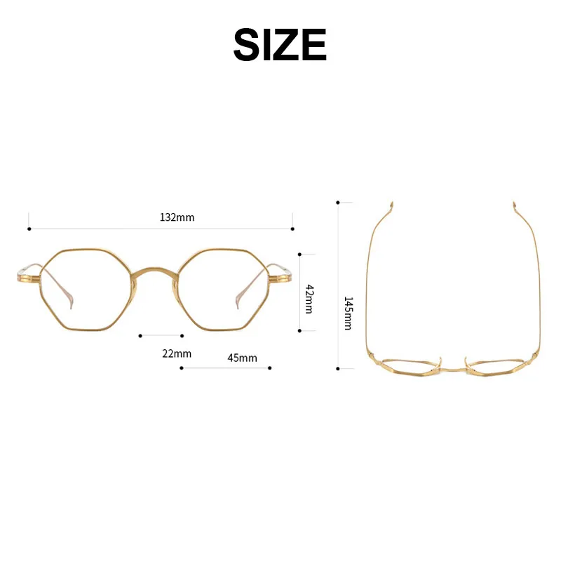 College Student Fashion Simple Small Polygon Myopia Glasses Frame Men Women Retro Ultra Light Pure Titanium Optical Spectacles