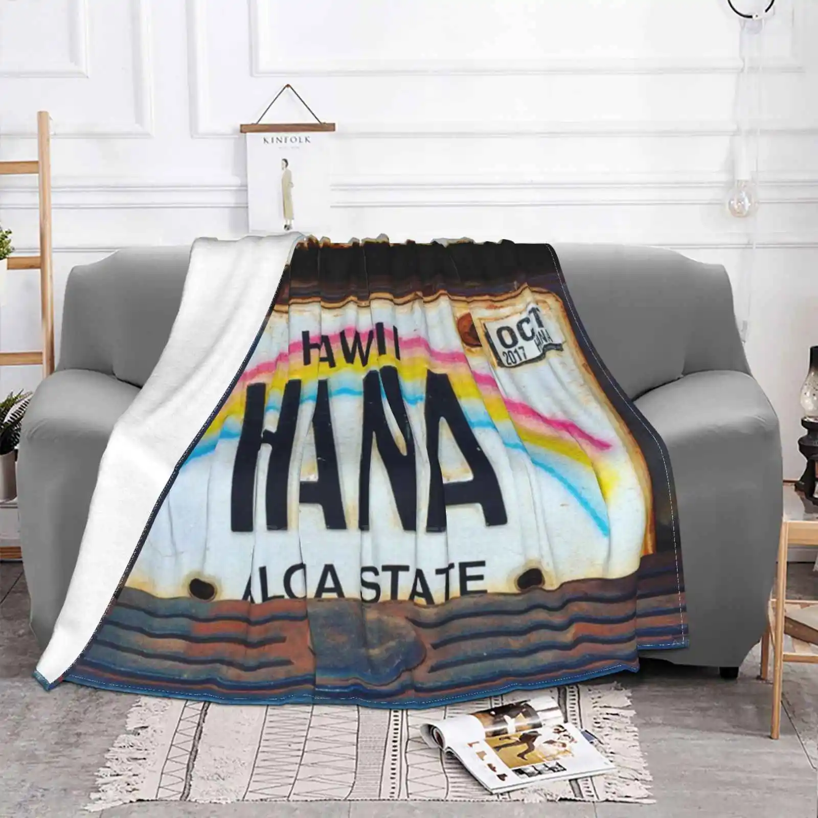 Hana License Plate All Sizes Soft Cover Blanket Home Decor Bedding Hana Hawaii State