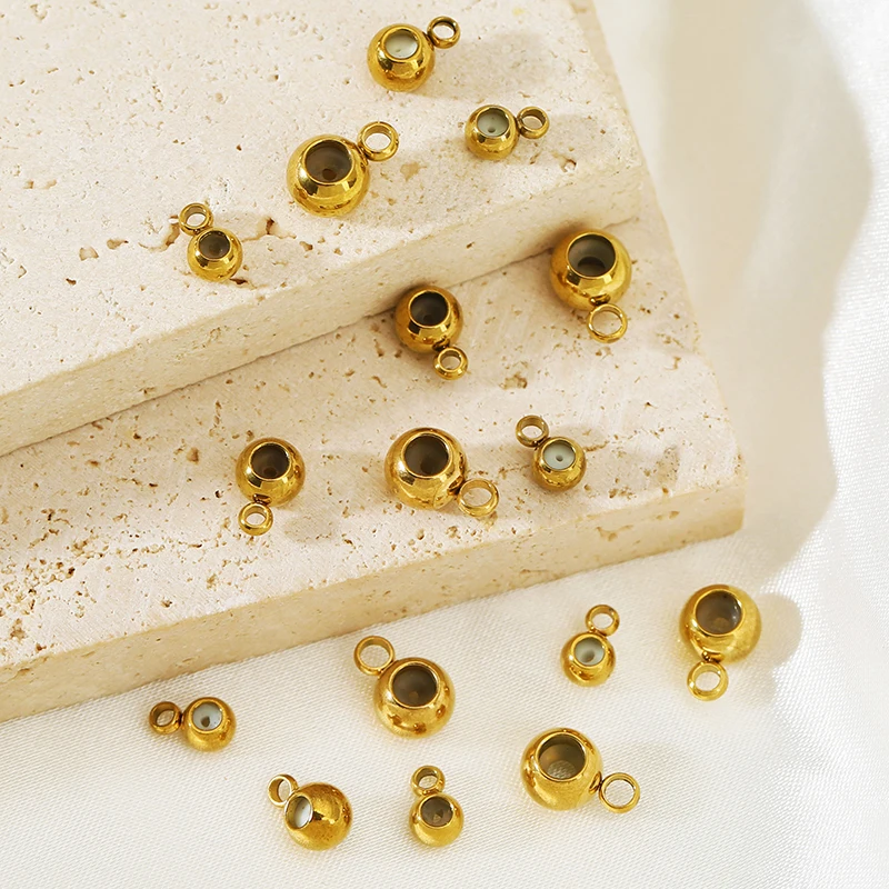 10pcs Stainless Steel Retro Silicone Stopper Positioning Beads Gold Plated Spacer Beads for DIY Necklace Bracelet Jewelry Making