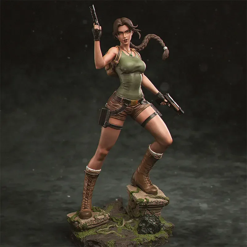 

1/24 1/18 комплект модели из смолы Tomb Raider Laura Girl фигурка неокрашенная окрашенная фигурка 1/24 7,5 см 1421