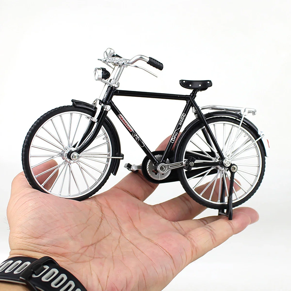 Model roweru retro ze stopu, do samodzielnego montażu, skala 1:10, metalowy model dekoracyjny, zabawka, czarny rower, symulacja, kolekcja dla chłopców