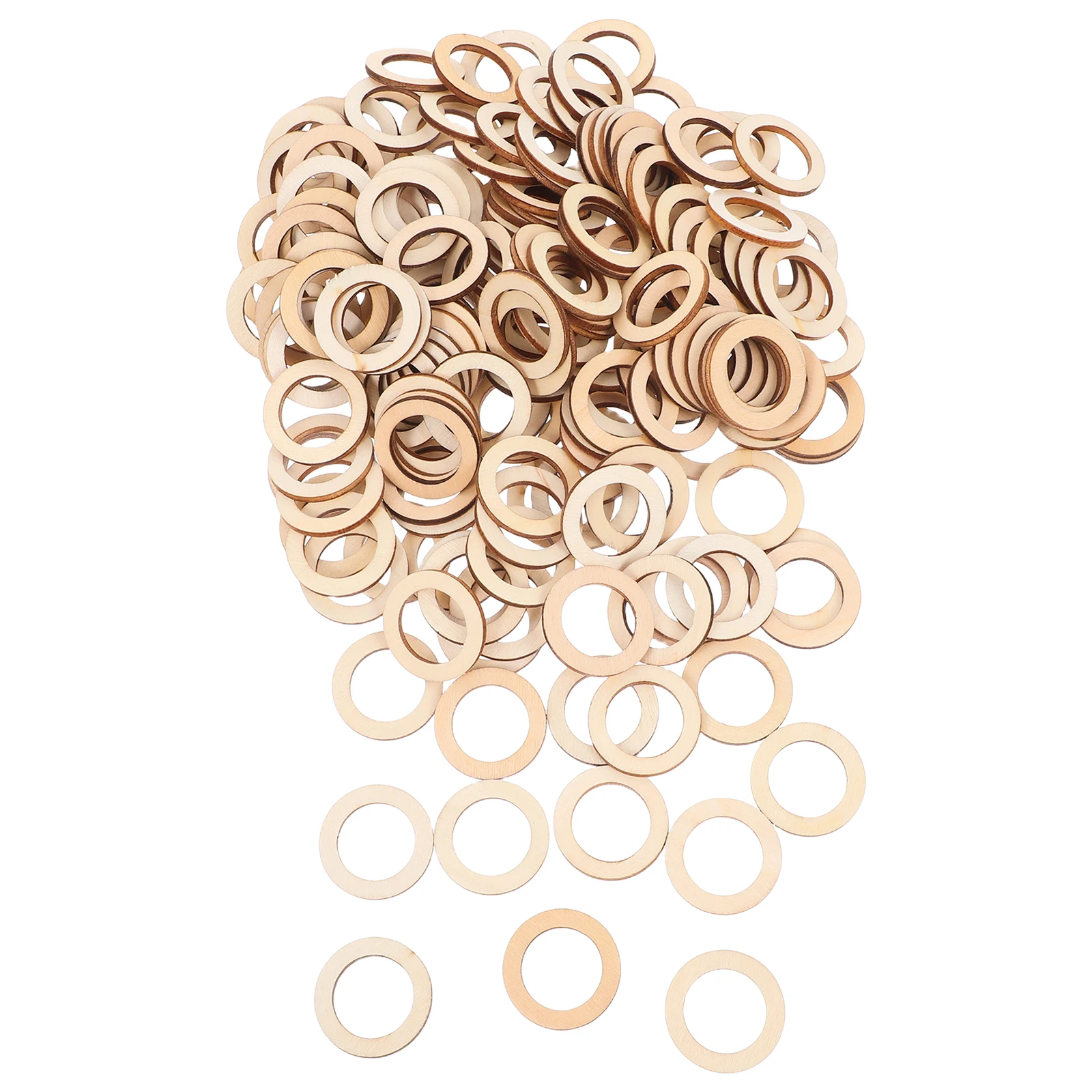 

200 Pcs Wood Chip Accessories Circle Wooden Pieces Hollowed Slice DIY Craft Decor Scrapbooking Embellishments Round Shape