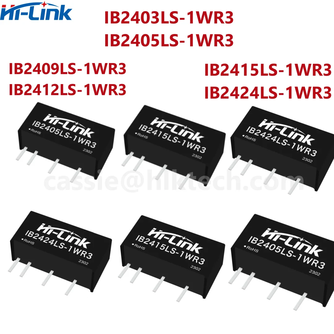 

Hilink 1W 24V to 5V 15V 24V DCDC IB2405LS-1WR3 IB2403LS-1WR3 Isolated Voltage Regulator Output Power Supply Module