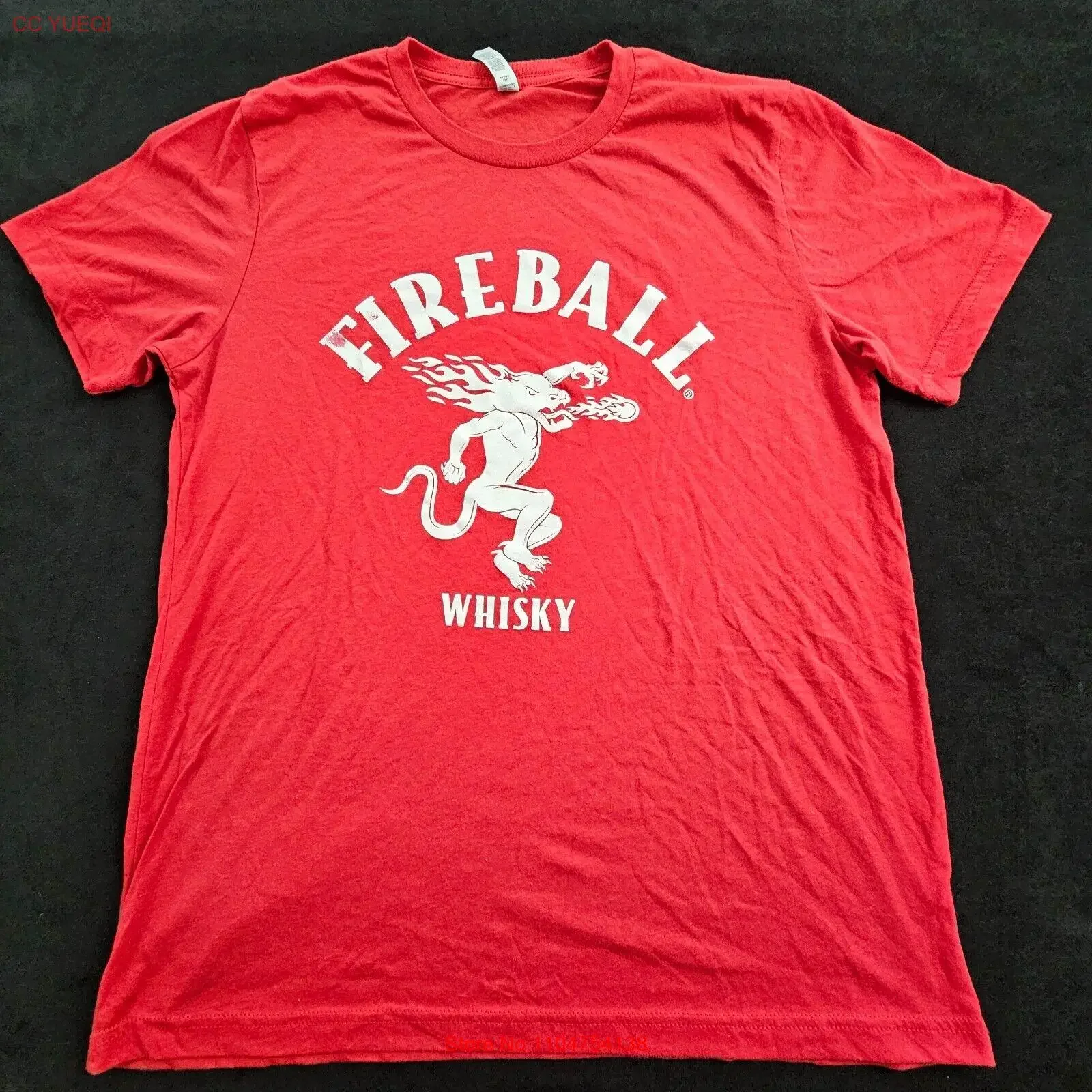 Camiseta Fireball Whisky Dragon Red Tr Blend para hombre L vintage lavada estirada elegante gráfico Top para uso diario suave Unisex
