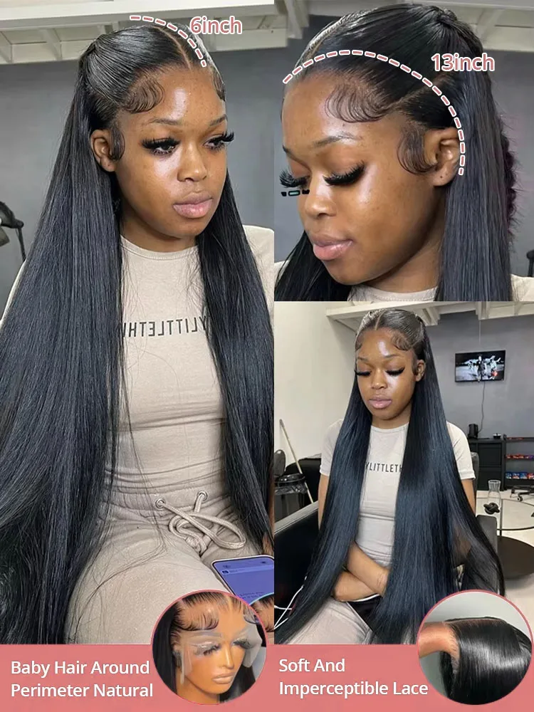 40 بوصة العظام مستقيم شفاف 13x4 13x6 HD الدانتيل الجبهة خصلات الشعر المستعار الإنسان 250% البرازيلي قبل قطعها شعر الإنسان الدانتيل شعر مستعار أمامي