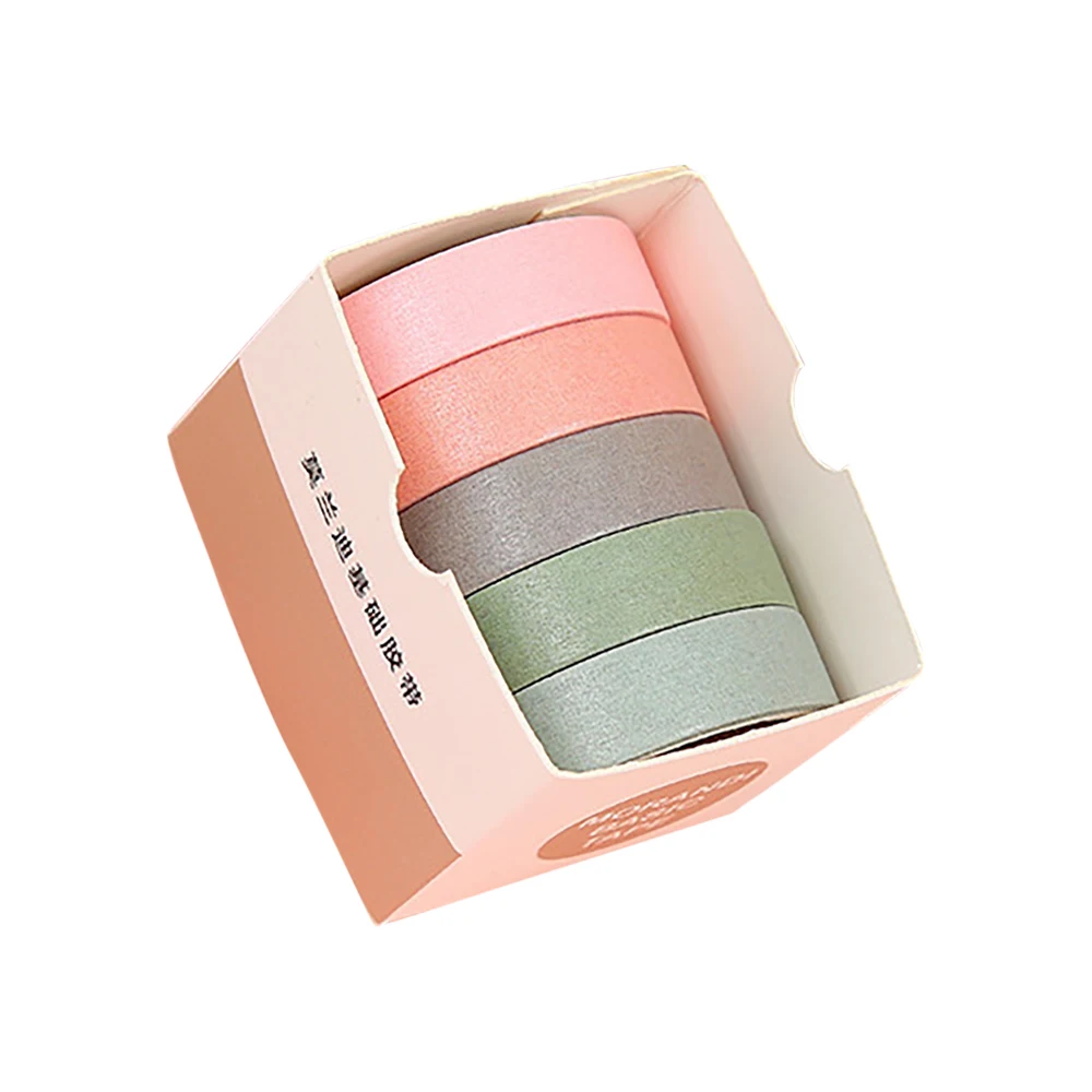 5 Rolls/Doos Leuke Washi Tape Zelfklevende Afplakband Scrapbooking Decoratieve Ambachten Tape Set Briefpapier Kantoor Schoolbenodigdheden