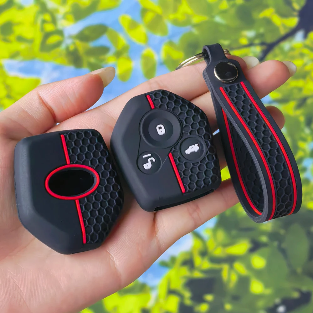Smooth‑Grip Silicone Remote Key Shell With Keychain Shock‑Resistant Protector For Subaru Legacy Tribeca Impreza Forester Xv