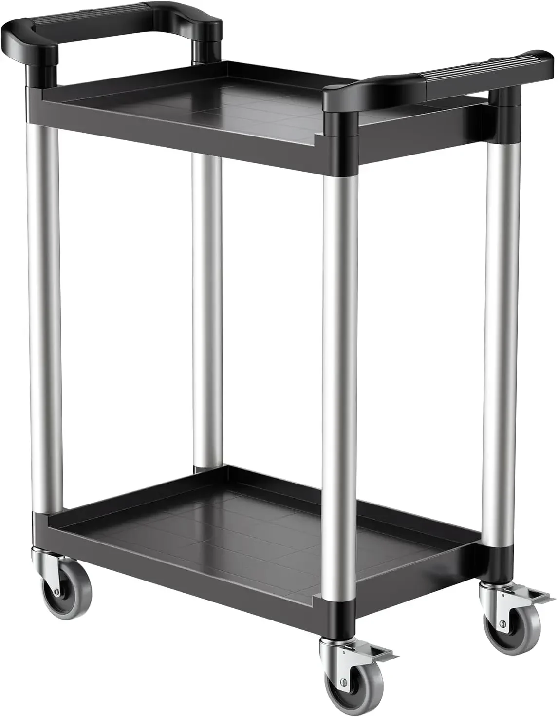 

Utility Cart, 300 lbs Load Capacity, 2-Tier Utility Plastic Cart with 360° Swivel Wheels , 24.4 x 16.1-inch Food Service Cart