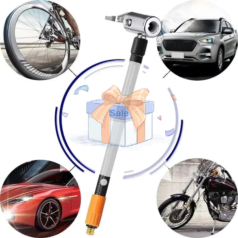 20/30CM M6 Fine Thread Locking Air Chuck With Hose, Standard Tire Valve Inflation Adapter For Tire Pump