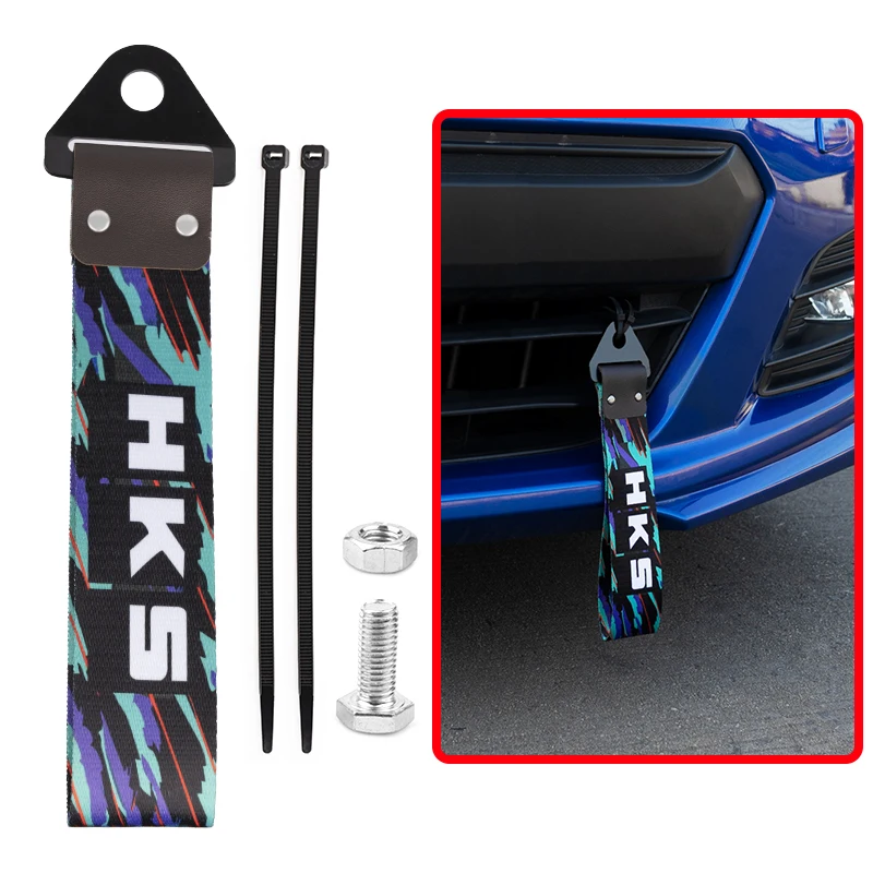 New style JDM racing ropes hook towing high srtengh Nylon car bumper rope universal tow hook HKS tow rope strap car Decorative