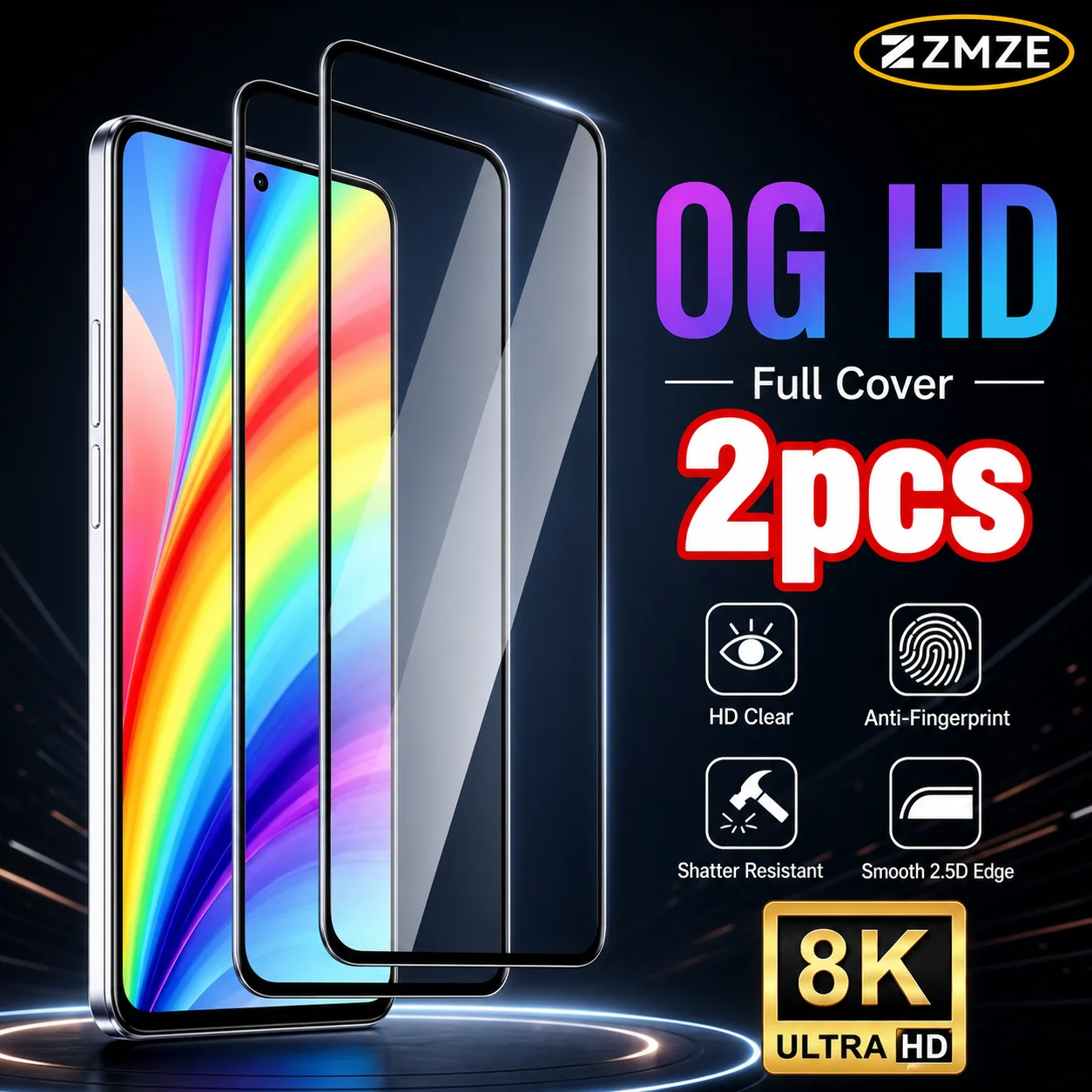 2 Stück Vollflächiger Displayschutz aus gehärtetem Glas für Samsung Galaxy A06 A07 A15 A16 A17 A26 A57 A56 A55 A37 A36 A35, kratzfest