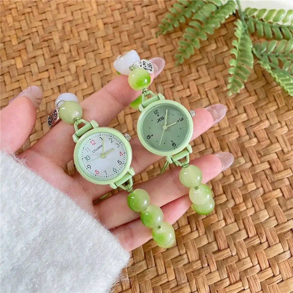 Fashion Cat Paws Bracelet Watch Beaded Pendant Chain Watch Adjustable Strap Quartz Watch for Women Girls
