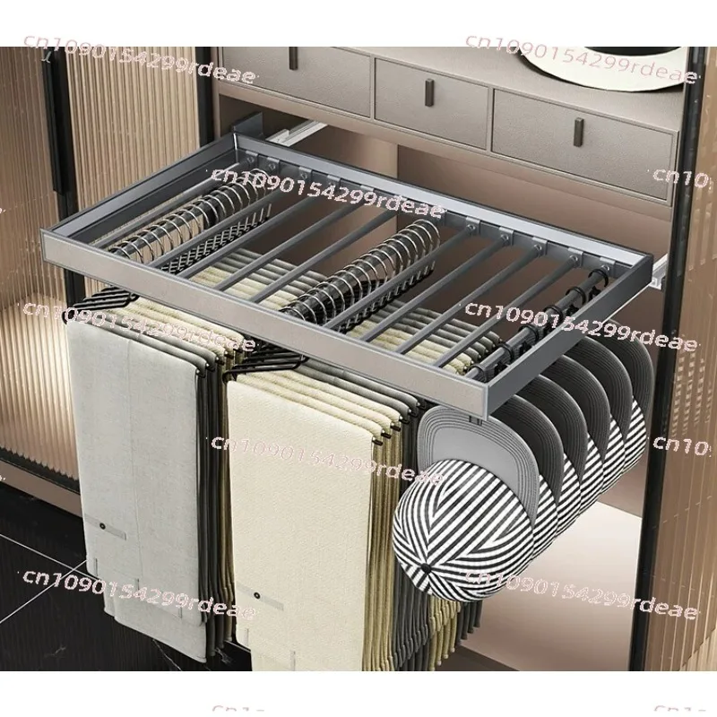 Trousers rack wardrobe built-in telescopic multi-function pull-out household slide rail storage