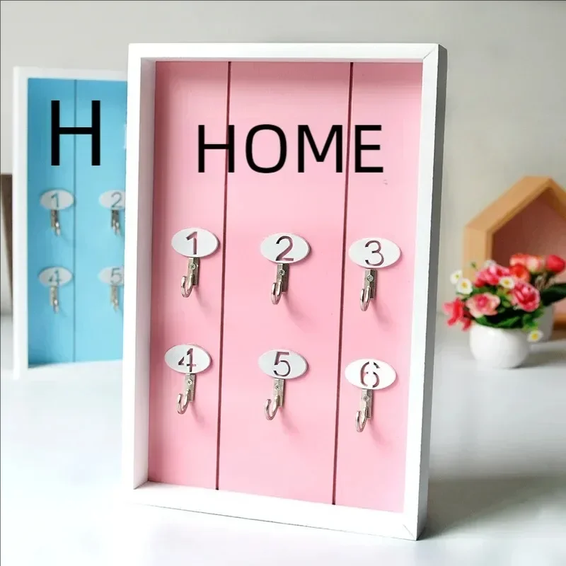 Wooden Metal Key Hook Board, Home Wall Decoration, Living Room Entrance Storage Rack