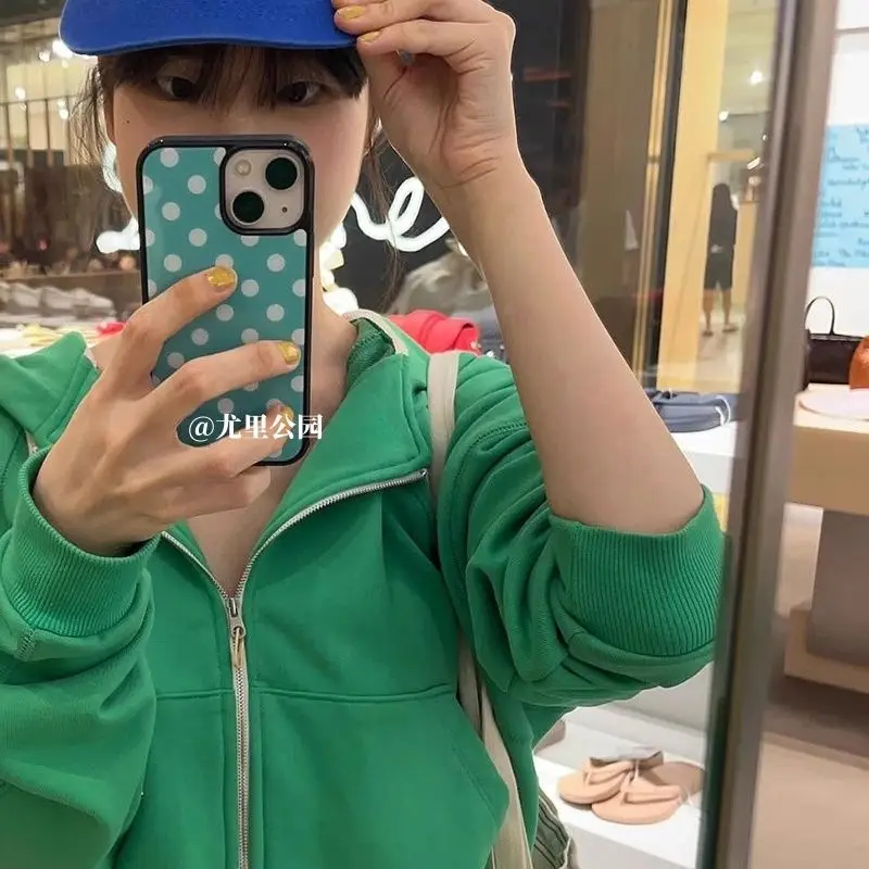 Creative Korean Ins Fashion Green Wave Point Phone Case For IPhone 16 15 14 13 12 11ProMax Plus Minimalism Advenced Shell Capa