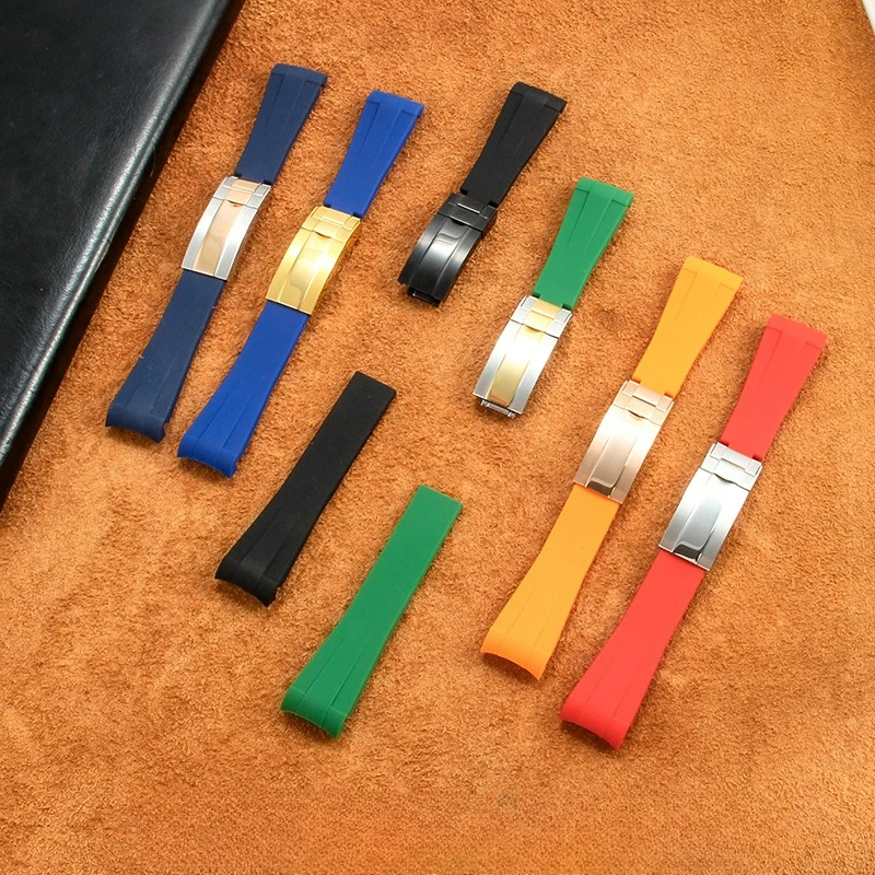 لساعة رولكس دايتونا يخت ماستر فائقة المرونة ومريحة للارتداء من السيليكون 20 21 مشبك قابل للطي نمط واجهة منحنية