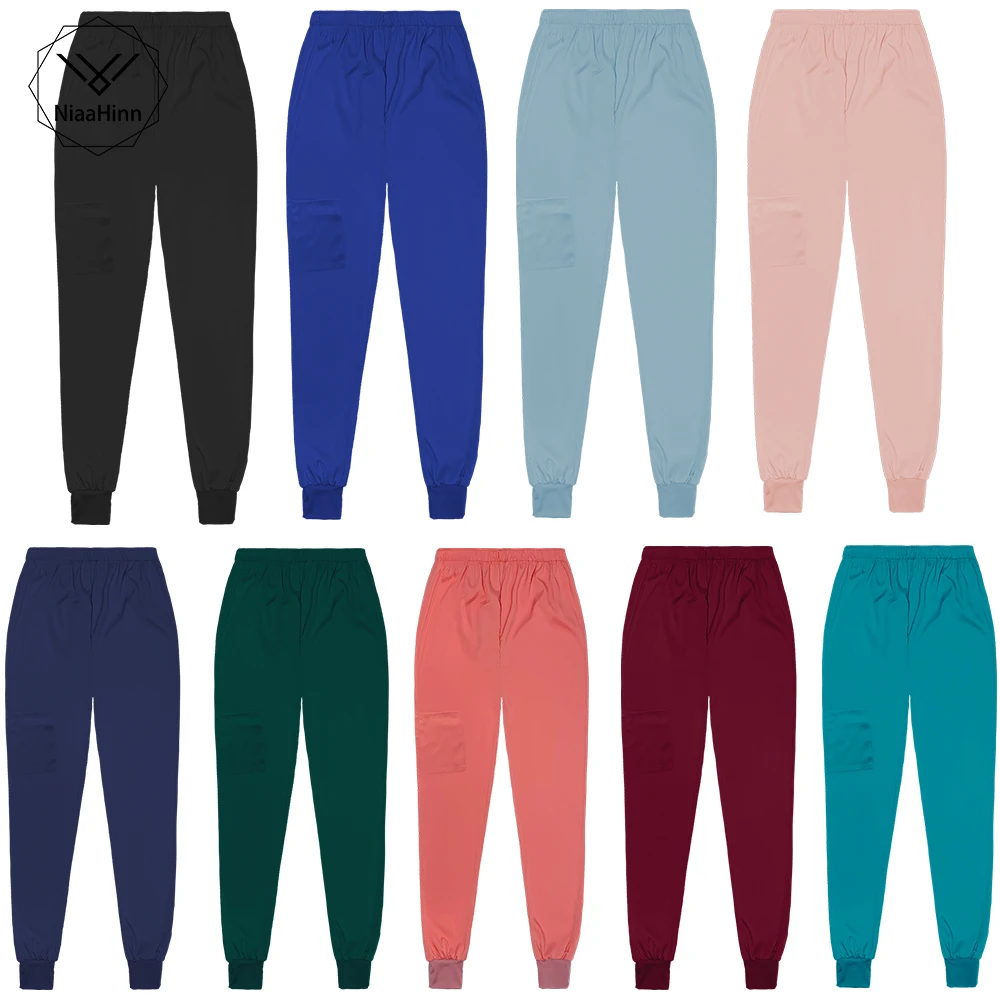 

Wholesale High Quality Jogger Pants Breathable Stretch Fabric New Solid Color Work Uniform Nurse Bottoms Scrub Pants Women / Men