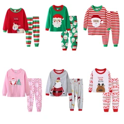 Children's Spring and autumn Santa long-sleeved children's home clothes bottom shirt children's pajamas two-piece set