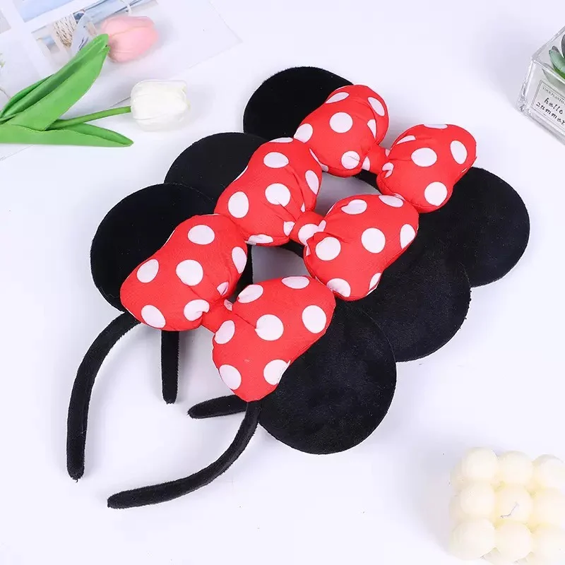Disney Mickey Mouse Ear Headband Amusement Park Hair Hoop Fish Scale Sequin Mesh Party Headwear Girl Toy Birthday