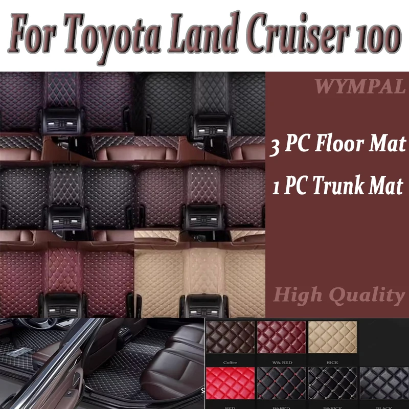 

Luxury Leather Car Floor Mat For Toyota Land Cruiser 100 2002 2003 Car Mat Full Set Waterproof Custom Auto Luxury