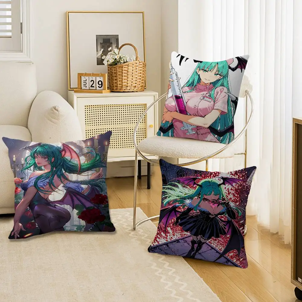 Girl Game M-morrigan Aensland Pillow Covers Cartoon Sofa Decorative Home Double-sided Printing Short Plush Cute Cushion Cover
