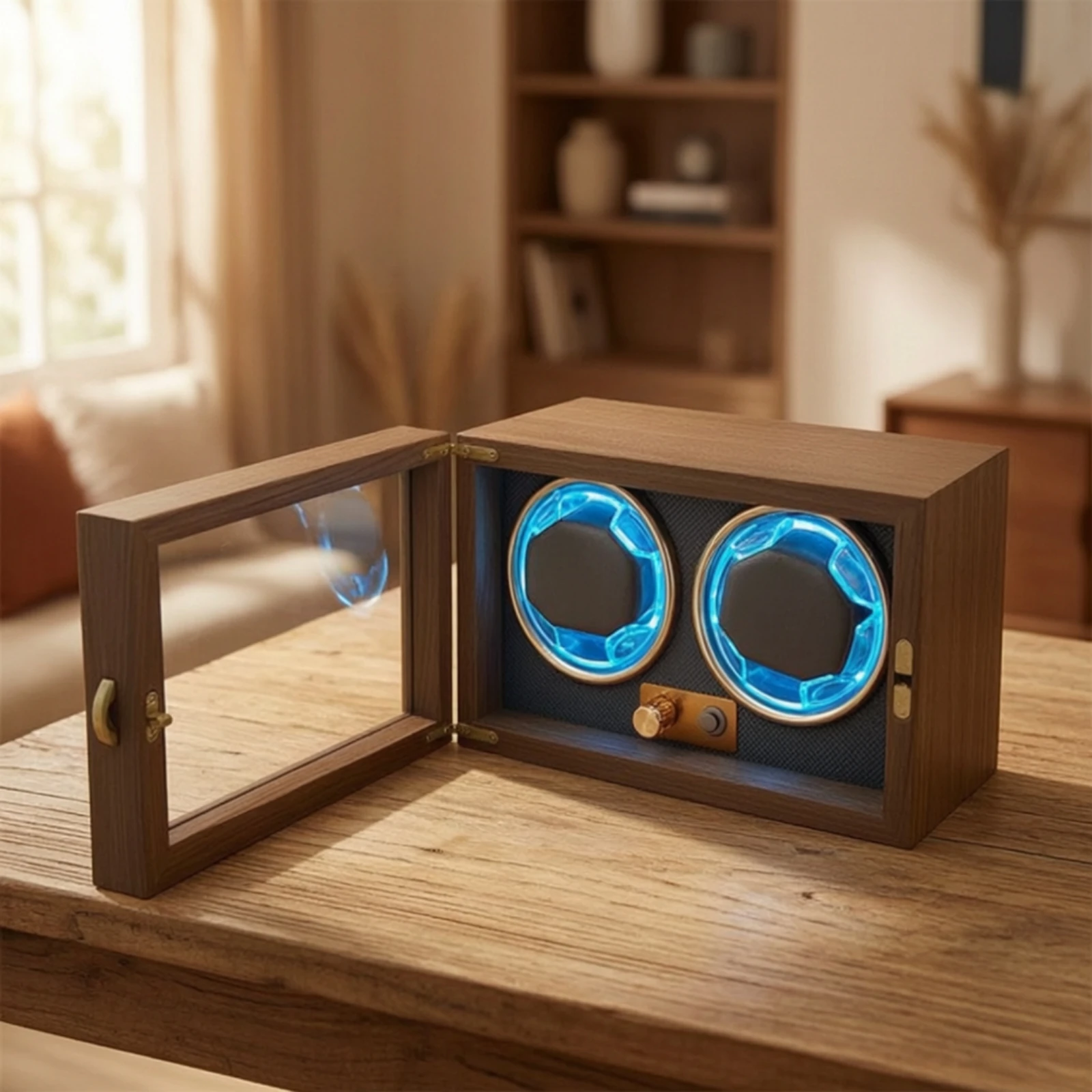 Automatic Watch Winder Quiet Two Watch Winder Box Transparent Usb Rechargeable for Men, Nightstand, Bedroom