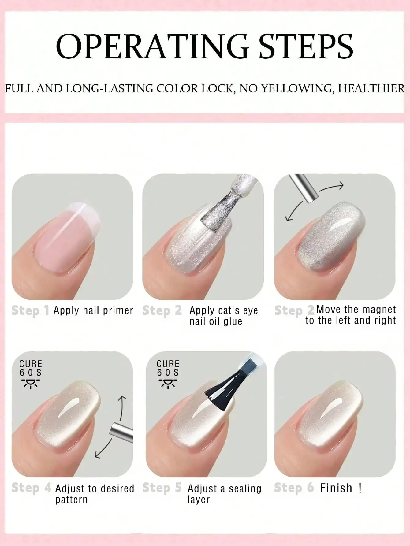 1 PC 2025 Super Bright Platinum Silver Magnetic luster Glitter CAT's Eye Firm และยาวนานเหมาะสําหรับ Home Nail Art DIY