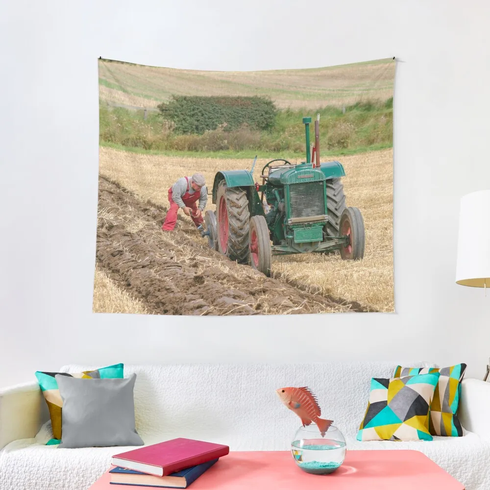 Fordson tractor ploughing. Tapestry House Decorations Wall Coverings Aesthetic Room Decor Korean Tapestry