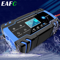 EAFC Car Battery Charger 12/24V 8A Touch Screen Pulse Repair LCD Fast Power Charging Wet Dry Lead Acid Digital LCD Display