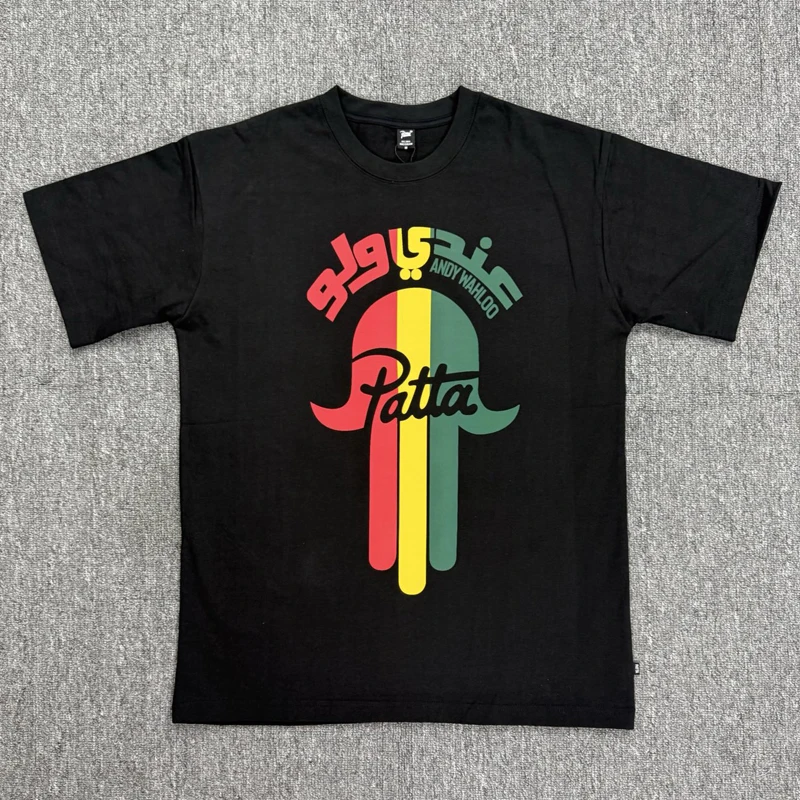 2026 Fashion American Street Trend Patta T-shirt Letter Print Black Hip Hop Stylish Versatile Daily Wear PATTA Top Tee Stock