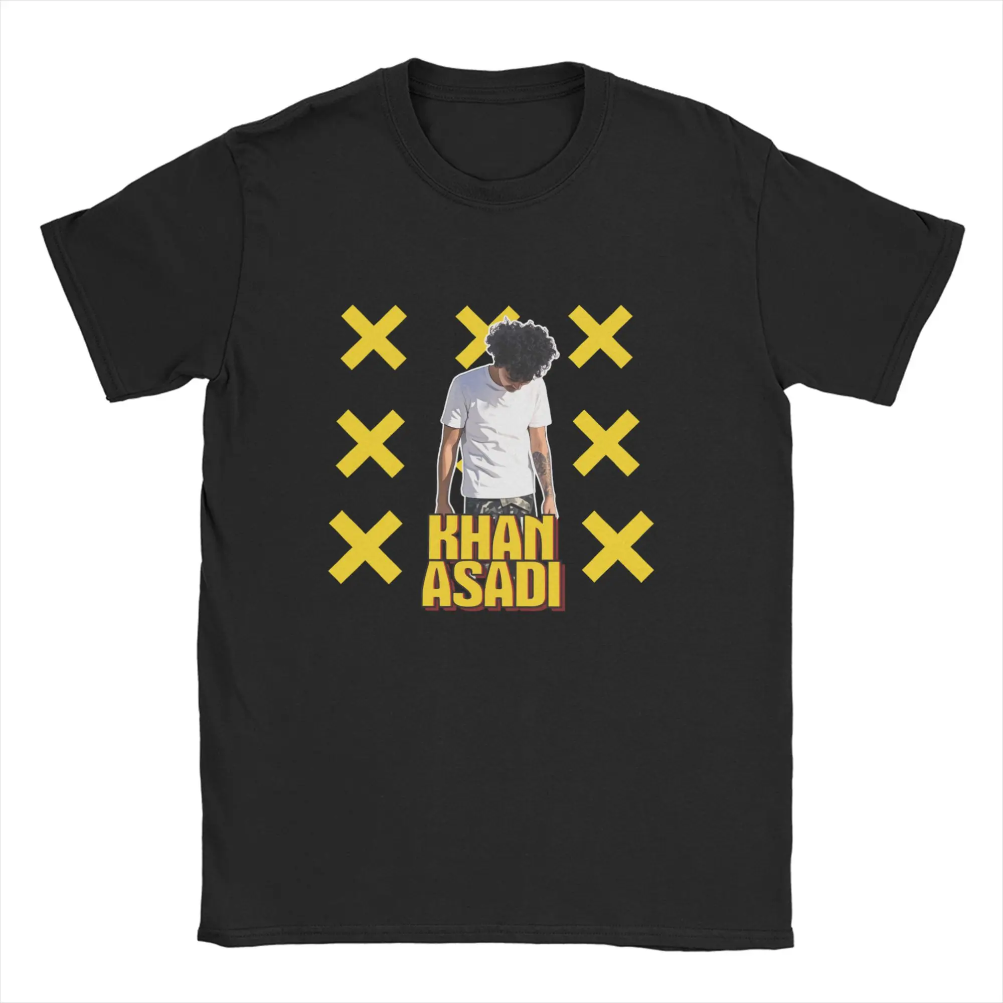 

Men's khan asadi T Shirts 100% Cotton Tops Humor Short Sleeve Round Neck Tees 6XL T-Shirt