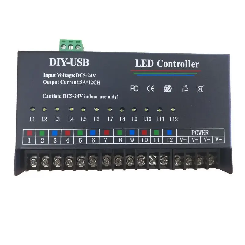 12 Channel Programmable DC5V-24V  LED Controller 5A*12CH Use for 3528 5050 Single CCT RGBCCT Led String Tape Ribbon Timer