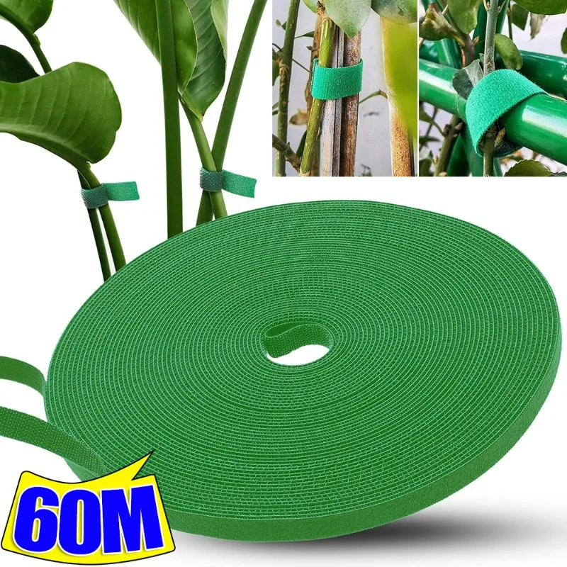 60/2M Nylon Plant Ties Resealable Cable Ties Self Adhesive Plant Fastener Tape For Support Grape Vines Tomato Garden Supplies