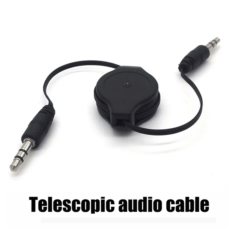 

Black 3.5mm Audio Cable Car Retractable Phone Computer Speaker Data Connection Cable Car Amplifier Audio MP3 Adapter80cm