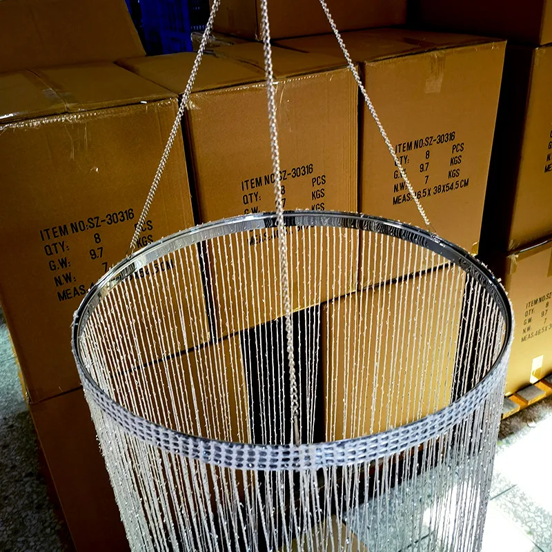 Wedding props wedding hall ceiling ring fringed line curtain wedding layout decoration wrought iron stage pendant chandelier