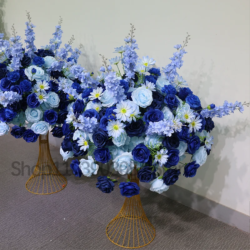 Blaue Künstliche Rose Delphinium Große Blumenkugel Tischdekoration Event Hochzeitsdekoration Blumenarrangement 80/70/60cm – Detail 4