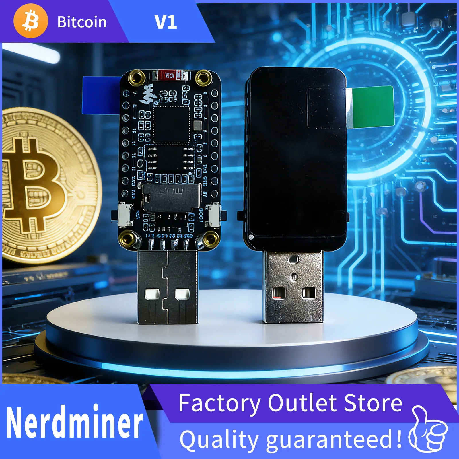 NerdMiner USB Bitcoin Miner 250KH/s Mini BTC Solo Lottery Mining Machine with Smart LCD DIY Crypto Miner