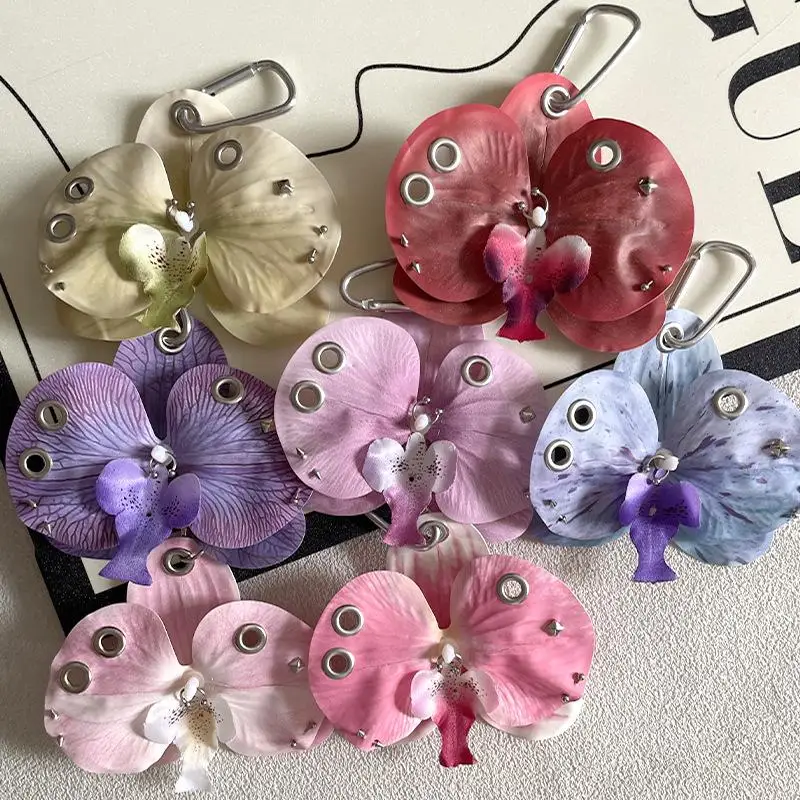 1pc Exquisite Phalaenopsis Orchid Keychain Fashion Simulation Flower Bag Pendant Backpack Decoration Ornaments Accessories Gifts