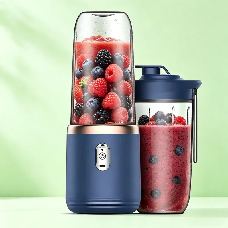 Potente Licuadora Portátil de 6 Cuchillas, Vaso Mezclador Recargable por USB, Mini Licuadora de 400 ml para Jugos y Batidos Frescos
