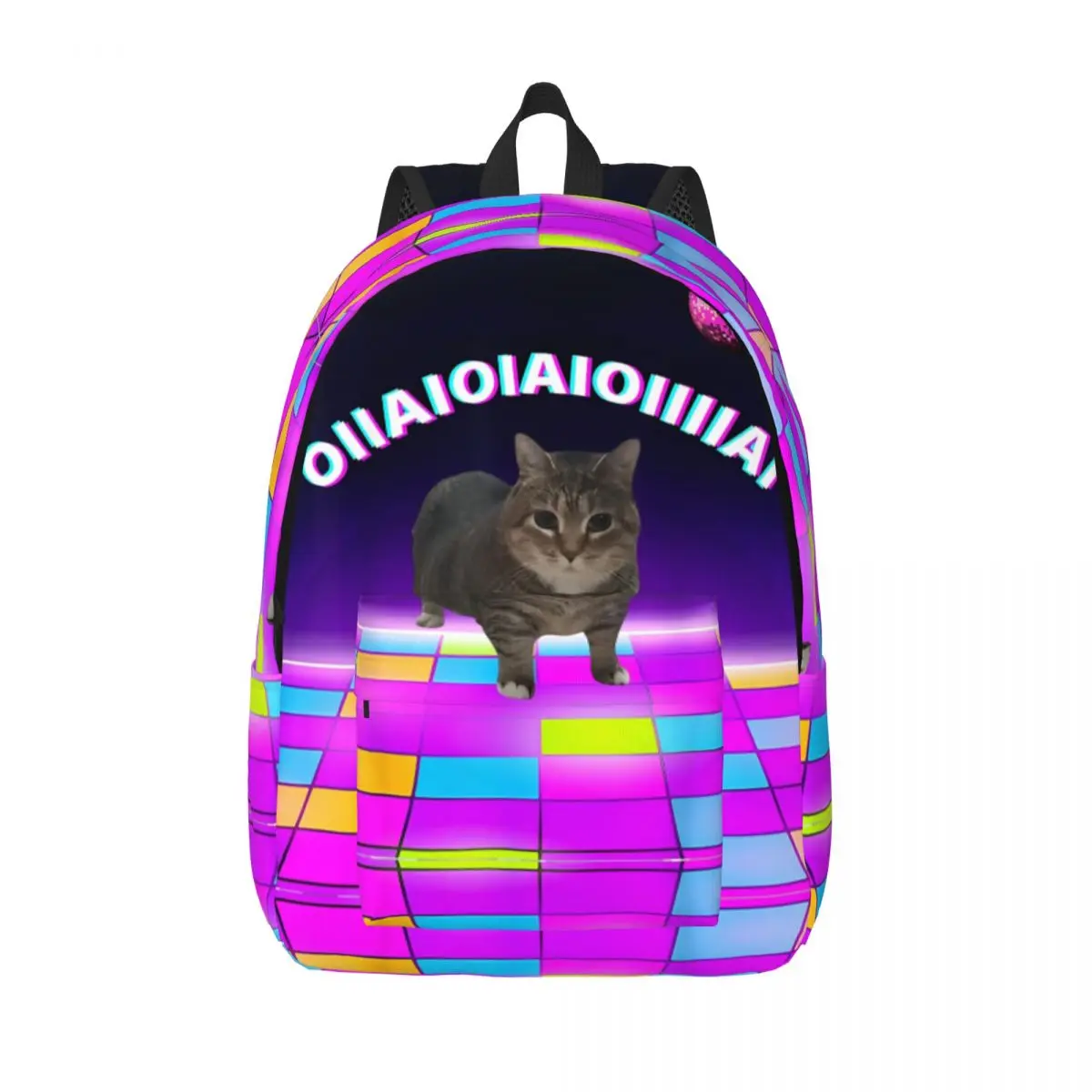 OIIA OIIA Spinning Cat Meme Casual Backpack Gift Student Work Disco Dance Trendy Daypack for Men Women College Shoulder Bag