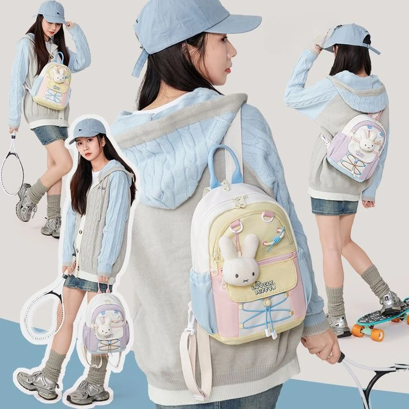 Cartoon Kawaii Miffy Lightweight Backpack Large Capacity Good Look Newstyle Student Children Fashion Practical Zipper Convenient