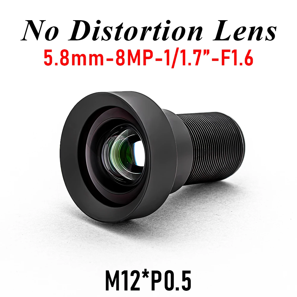 

8MP 5.8mm No Distortion M12 Lens 1/1.7" Format F1.6 Distortionless CCTV Lens with 650nm IR Filter for Machine Vision Industrial