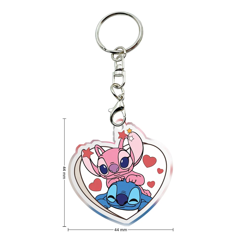 

Двухсторонний держатель для ключей Disney для мужчин и женщин, Ститч на День святого Валентина, акриловые украшения для детей, подарок на день рождения
