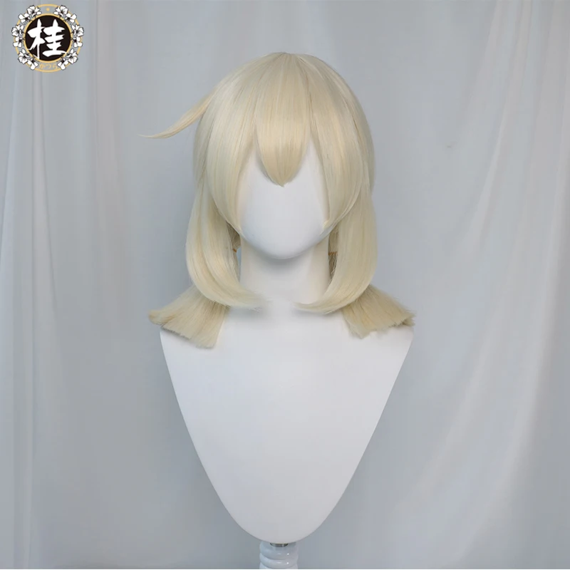 UWOWO Game Genshin Impact Klee Cosplay Wig Fleeing Sunlight Cosplay Spark Knight Red Burny 40cm Cream Gold Twin Tail Wigs