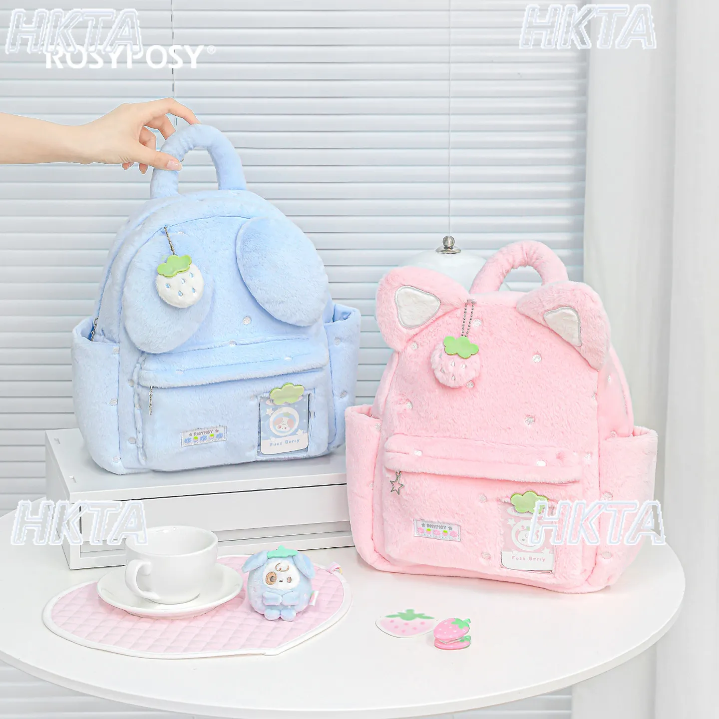 

Kawaii милый мультяшный плюшевый рюкзак, осень-зима, милая двойная сумка на плечо для девочек, школьные сумки, дорожные сумки для покупок, женские сумки