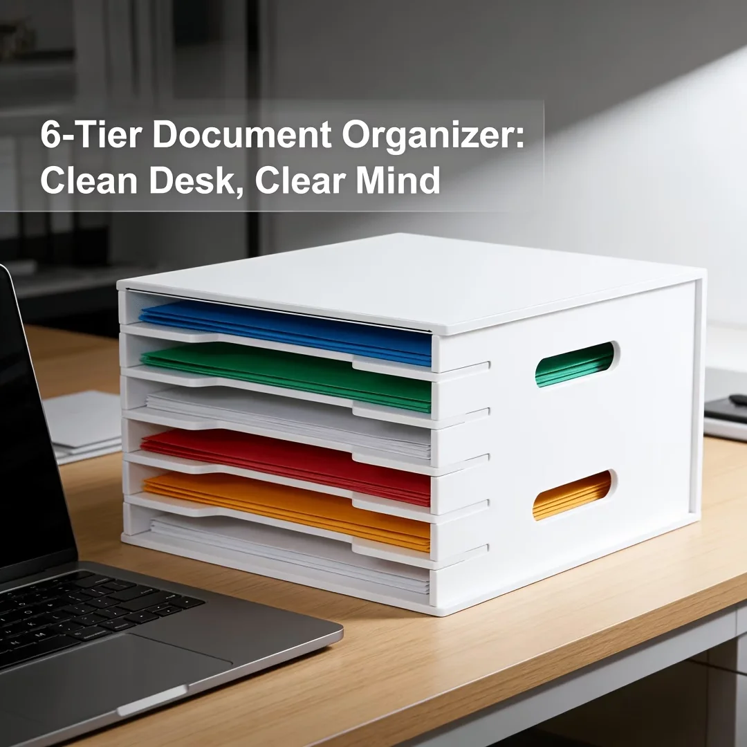 6-story office desk storage box, A4 folder with side handles, office desktop file storage rack, storage and drawer organizer
